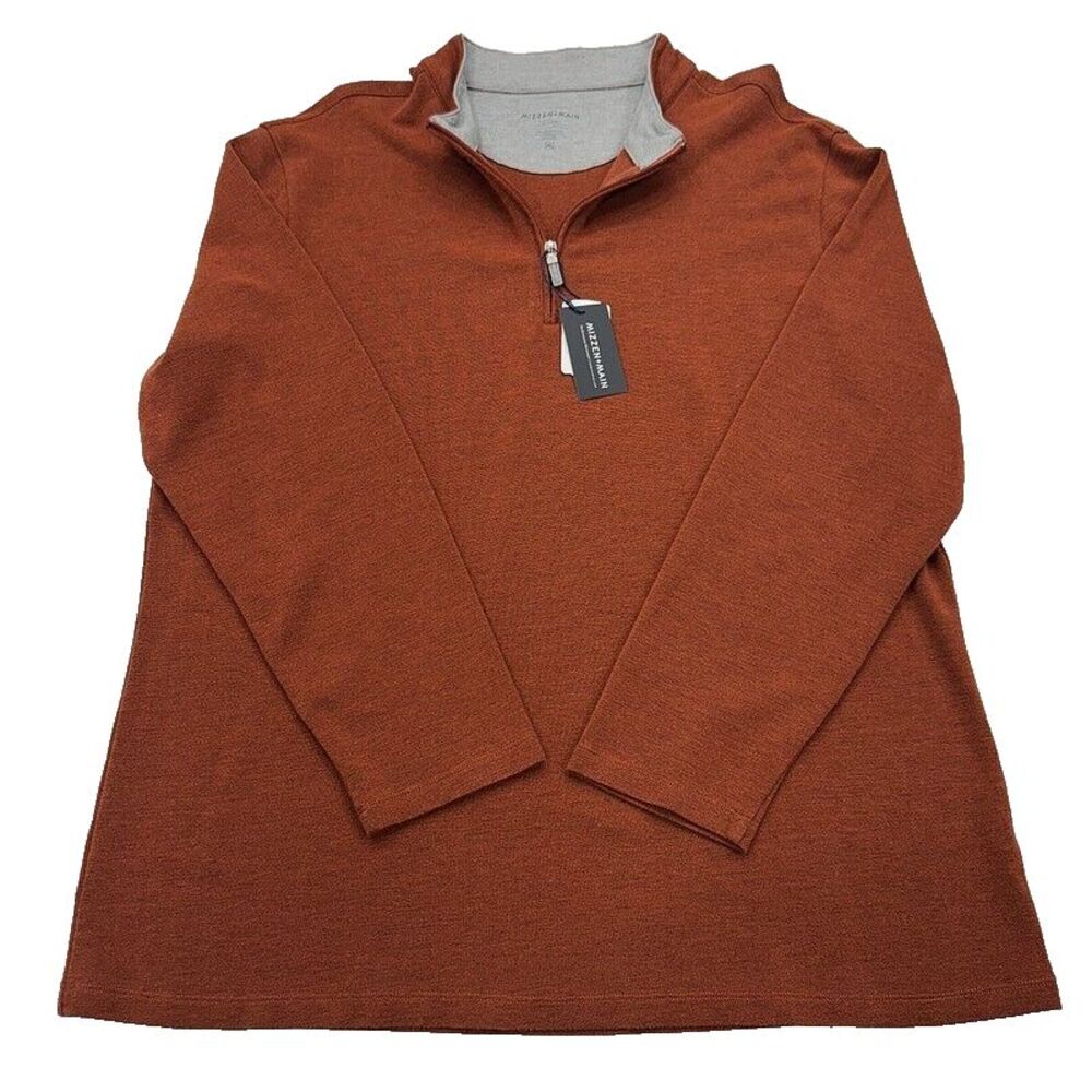 NWT Mizzen + Main ProFlex 1/4 Zip Pullover 2XL Sweater Rust Mens Golf $138